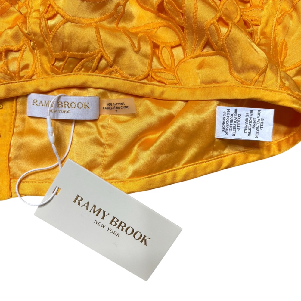 Ramy Brook Lina Embroidered Satin Crop Top Yuzu Floral Sateen Size 0 NWT - Picture 5 of 5